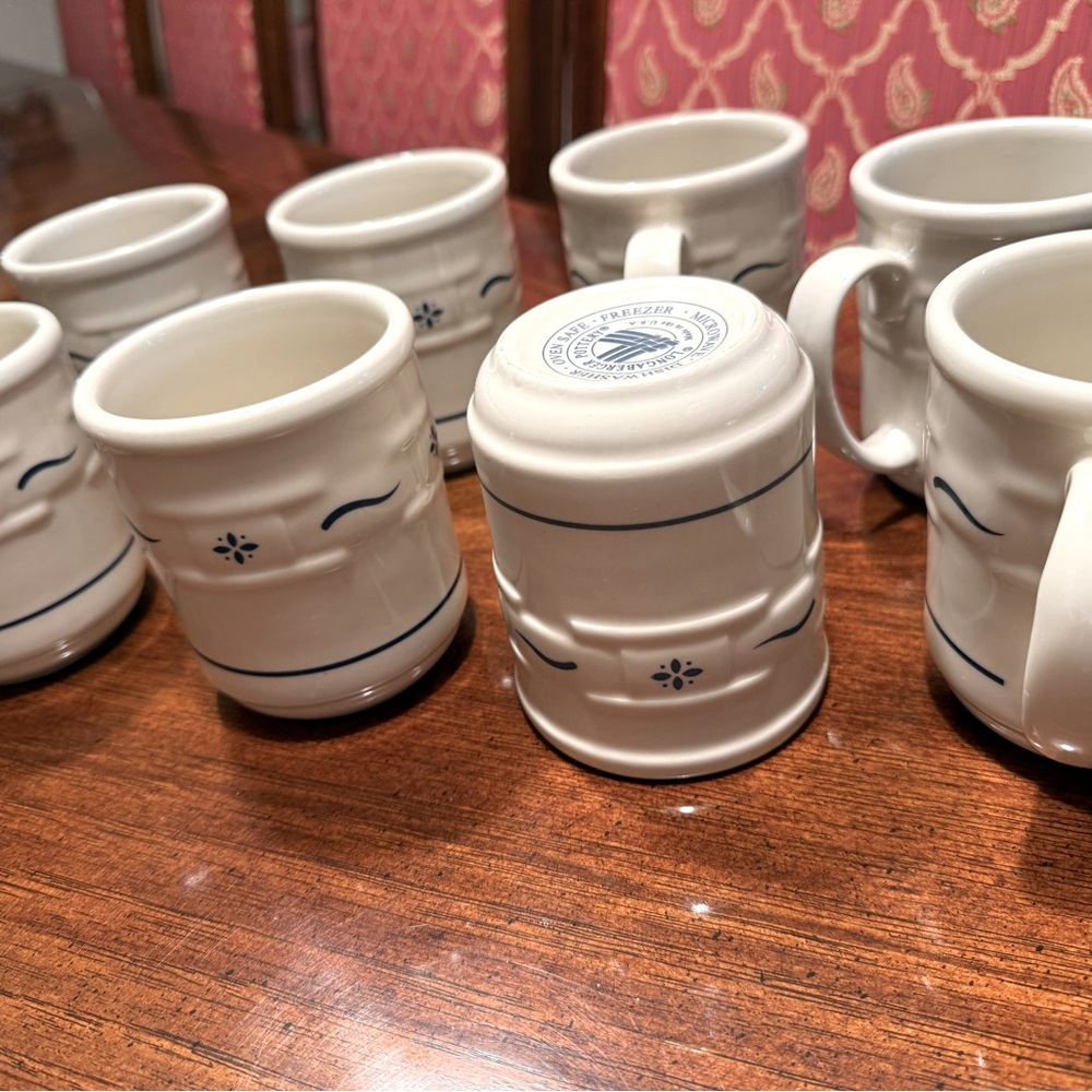 Longaberger Made in USA Blue Woven Tradition Coffee Mugs